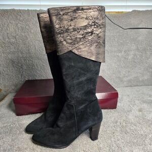 Amalfi by Rangoni Black Suede Italian Leather Tall Knee Boots Womens 6.5 NIB